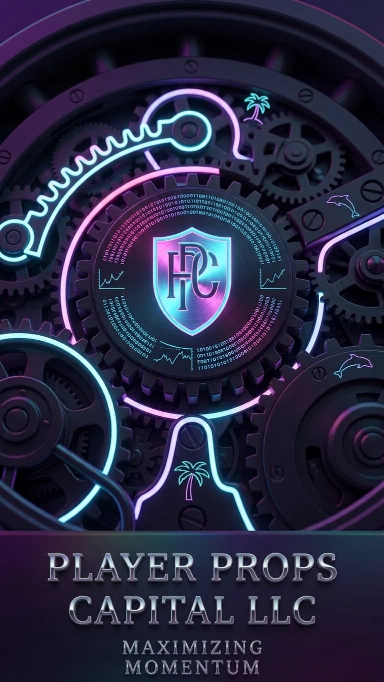Neon-lit gears and PPC shield logo above Player Props Capital LLC branding text.