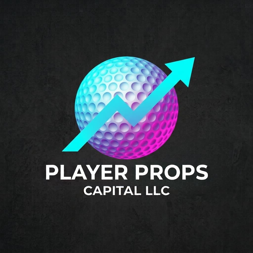 Player Props Capital LLC logo featuring a neon golf ball and a rising cyan arrow.